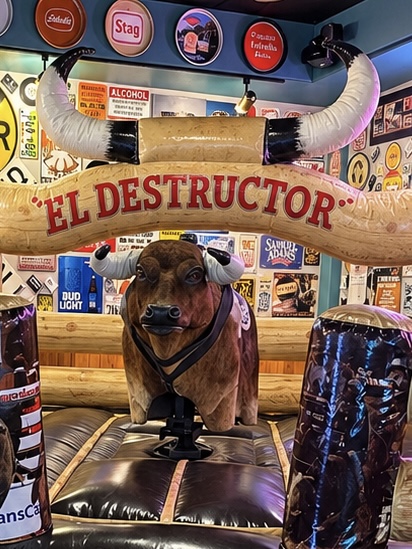 El Destructor, the mechanical bull at Double D's, in its padded ring